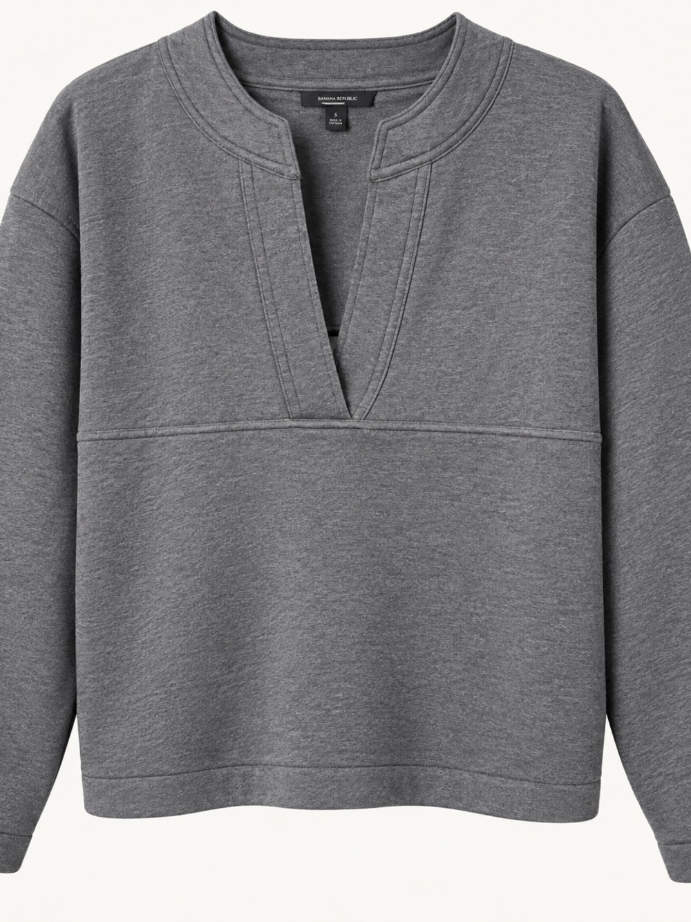 Banana Republic Gray Scuba split-neck sweatshirt
